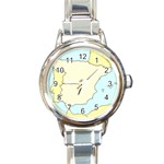 Spain Map Modern Round Italian Charm Watch Front