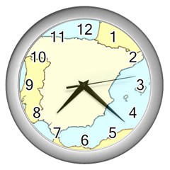 Spain Map Modern Wall Clocks (silver) 