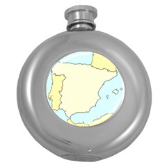 Spain Map Modern Round Hip Flask (5 Oz) by Mariart