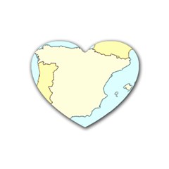 Spain Map Modern Rubber Coaster (heart)  by Mariart