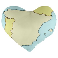 Spain Map Modern Large 19  Premium Heart Shape Cushions by Mariart