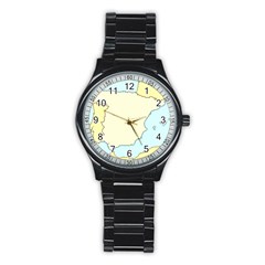 Spain Map Modern Stainless Steel Round Watch