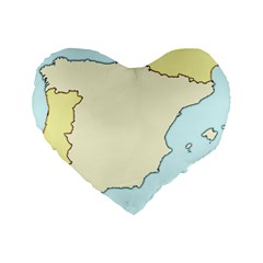 Spain Map Modern Standard 16  Premium Flano Heart Shape Cushions by Mariart