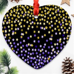 Space Star Light Gold Blue Beauty Black Ornament (heart)