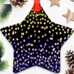 Space Star Light Gold Blue Beauty Black Ornament (star)