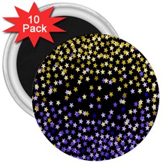 Space Star Light Gold Blue Beauty Black 3  Magnets (10 Pack)  by Mariart