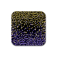 Space Star Light Gold Blue Beauty Black Rubber Coaster (square)  by Mariart