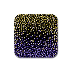 Space Star Light Gold Blue Beauty Black Rubber Square Coaster (4 Pack)  by Mariart