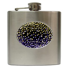 Space Star Light Gold Blue Beauty Black Hip Flask (6 Oz)