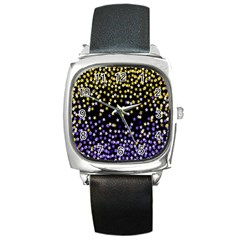 Space Star Light Gold Blue Beauty Black Square Metal Watch