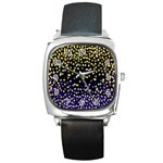 Space Star Light Gold Blue Beauty Black Square Metal Watch Front