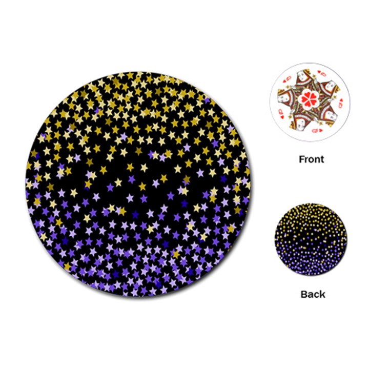 Space Star Light Gold Blue Beauty Black Playing Cards (Round) 