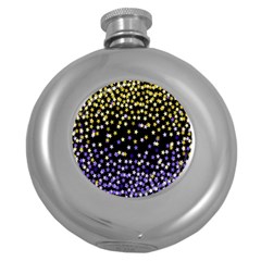 Space Star Light Gold Blue Beauty Black Round Hip Flask (5 Oz)