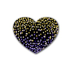 Space Star Light Gold Blue Beauty Black Heart Coaster (4 Pack)  by Mariart