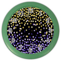 Space Star Light Gold Blue Beauty Black Color Wall Clocks