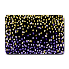 Space Star Light Gold Blue Beauty Black Small Doormat  by Mariart