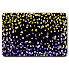 Space Star Light Gold Blue Beauty Black Large Doormat  by Mariart