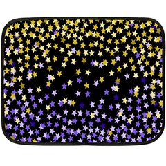 Space Star Light Gold Blue Beauty Black Fleece Blanket (mini) by Mariart