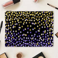 Space Star Light Gold Blue Beauty Black Cosmetic Bag (xl)