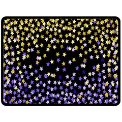 Space Star Light Gold Blue Beauty Black Fleece Blanket (large) 