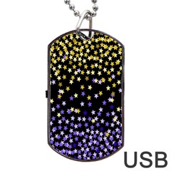 Space Star Light Gold Blue Beauty Black Dog Tag Usb Flash (one Side) by Mariart