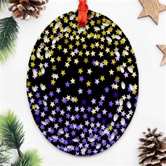 Space Star Light Gold Blue Beauty Black Oval Filigree Ornament (two Sides) by Mariart