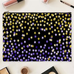 Space Star Light Gold Blue Beauty Black Cosmetic Bag (xxxl)  by Mariart