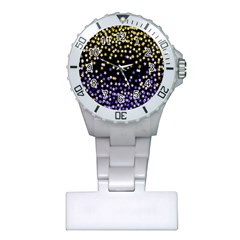 Space Star Light Gold Blue Beauty Black Plastic Nurses Watch by Mariart