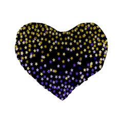 Space Star Light Gold Blue Beauty Black Standard 16  Premium Flano Heart Shape Cushions by Mariart