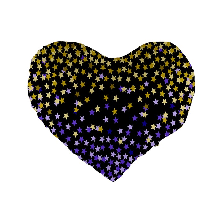 Space Star Light Gold Blue Beauty Black Standard 16  Premium Flano Heart Shape Cushions