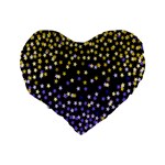 Space Star Light Gold Blue Beauty Black Standard 16  Premium Flano Heart Shape Cushions Back