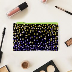 Space Star Light Gold Blue Beauty Black Cosmetic Bag (xs)