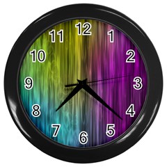 Rainbow Bubble Curtains Motion Background Space Wall Clocks (black) by Mariart