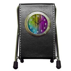 Rainbow Bubble Curtains Motion Background Space Pen Holder Desk Clocks by Mariart