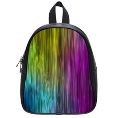 Rainbow Bubble Curtains Motion Background Space School Bag (small) by Mariart