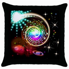 Space Star Planet Light Galaxy Moon Throw Pillow Case (black) by Mariart