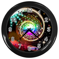 Space Star Planet Light Galaxy Moon Wall Clocks (black)