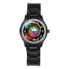 Space Star Planet Light Galaxy Moon Stainless Steel Round Watch by Mariart