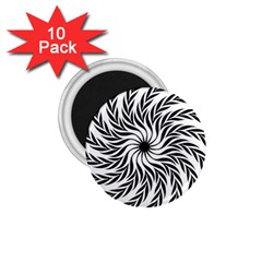 Spiral Leafy Black Floral Flower Star Hole 1 75  Magnets (10 Pack)  by Mariart