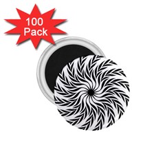 Spiral Leafy Black Floral Flower Star Hole 1 75  Magnets (100 Pack)  by Mariart