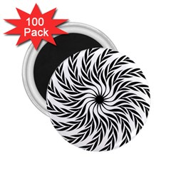 Spiral Leafy Black Floral Flower Star Hole 2 25  Magnets (100 Pack)  by Mariart