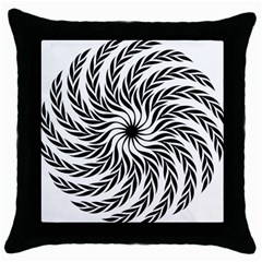 Spiral Leafy Black Floral Flower Star Hole Throw Pillow Case (black)