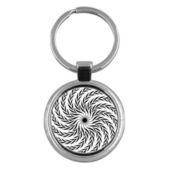 Spiral Leafy Black Floral Flower Star Hole Key Chains (round)  by Mariart