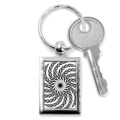 Spiral Leafy Black Floral Flower Star Hole Key Chains (rectangle) 