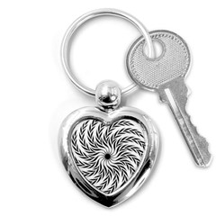 Spiral Leafy Black Floral Flower Star Hole Key Chains (heart) 