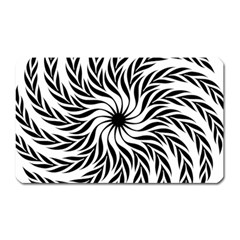 Spiral Leafy Black Floral Flower Star Hole Magnet (rectangular)