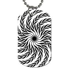 Spiral Leafy Black Floral Flower Star Hole Dog Tag (two Sides)