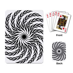 Spiral Leafy Black Floral Flower Star Hole Playing Card by Mariart