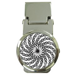 Spiral Leafy Black Floral Flower Star Hole Money Clip Watches by Mariart