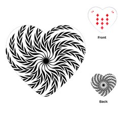 Spiral Leafy Black Floral Flower Star Hole Playing Cards (heart)  by Mariart